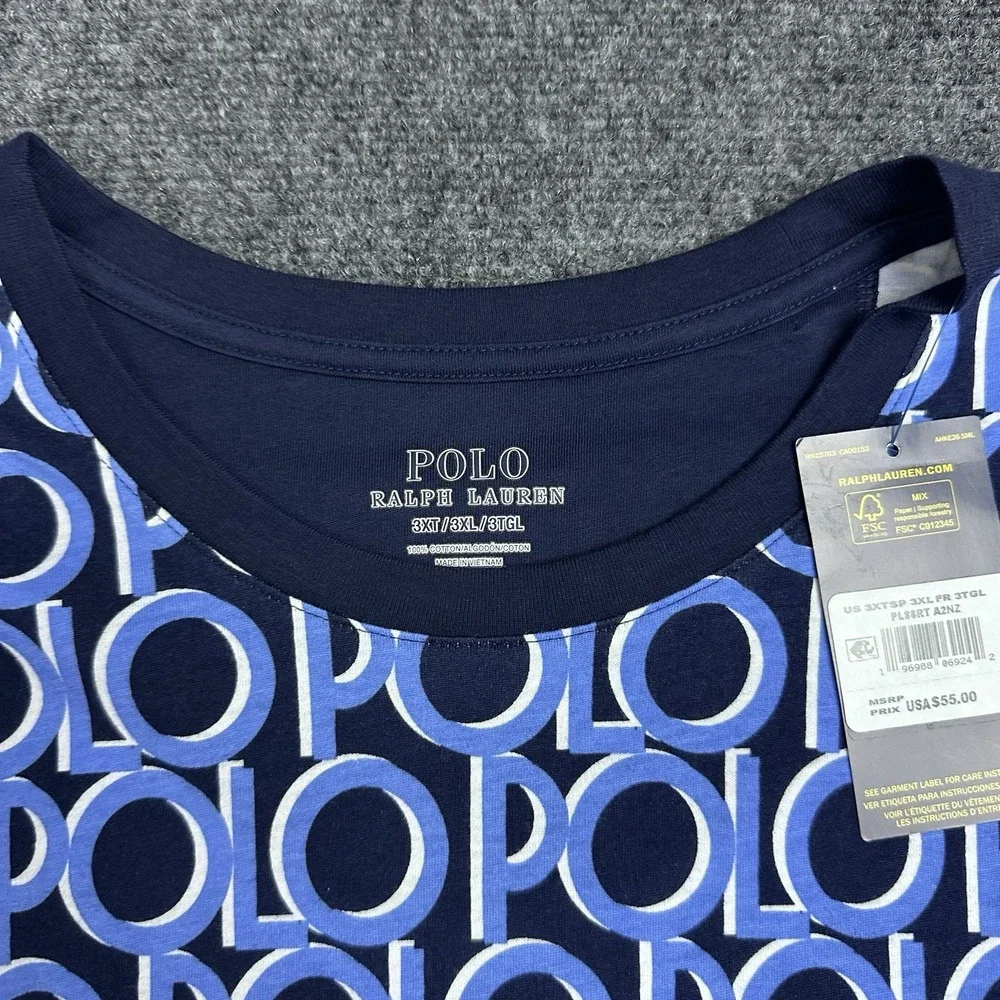Polo Ralph Lauren T Shirt Men's 3XLT POLO Spell Out All Over Print Crew Neck NWT